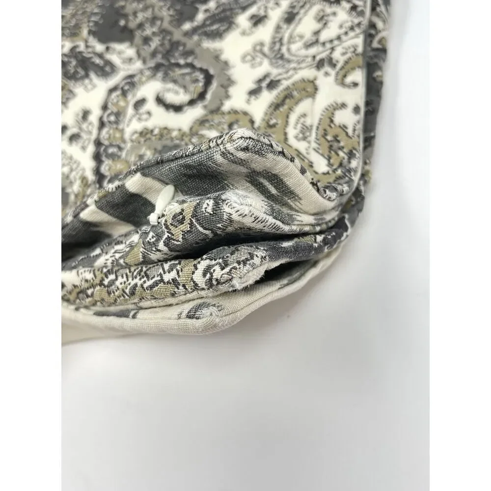 Pottery Barn Throw Pillow Sham Cover Gray Linen Blend Paisley Ikat 24